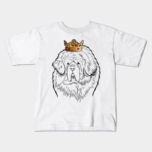 Tibetan Mastiff Dog King Queen Wearing Crown Kids T-Shirt